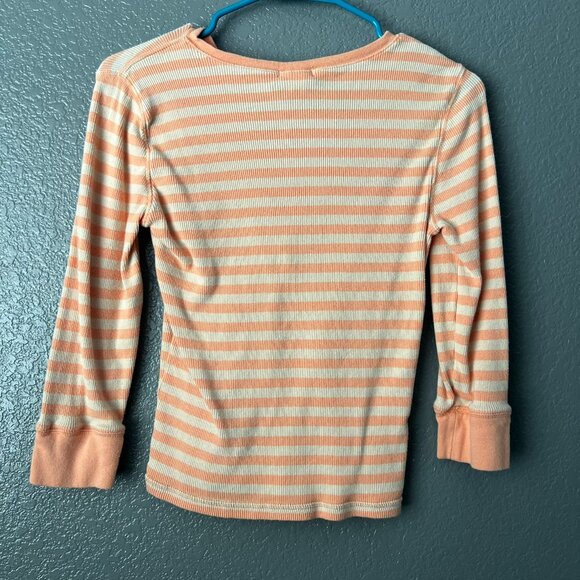 Old Navy Navy & White Striped Ruffle Front Henley Tee - Size M - Picture 4 of 5